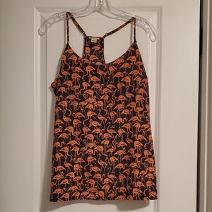 J. Crew Navy with Orange Flamingo Print Camisole Sz.4